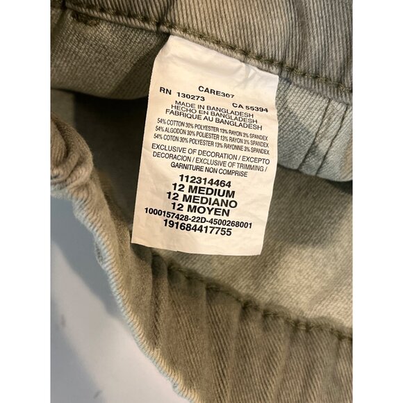 Lee Womens Ultra Lux Utility Shorts Medium Green Relaxed Fit Elastic Waist Pocke - Picture 4 of 5